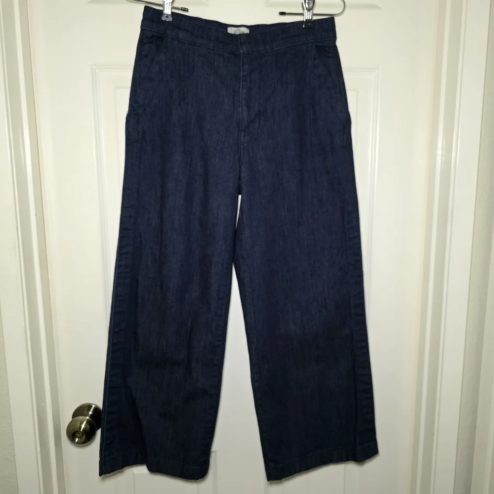 J. Crew Womens 25 Rayner Wide Leg Crop Dark Wash Blue Trouser Jean F9246